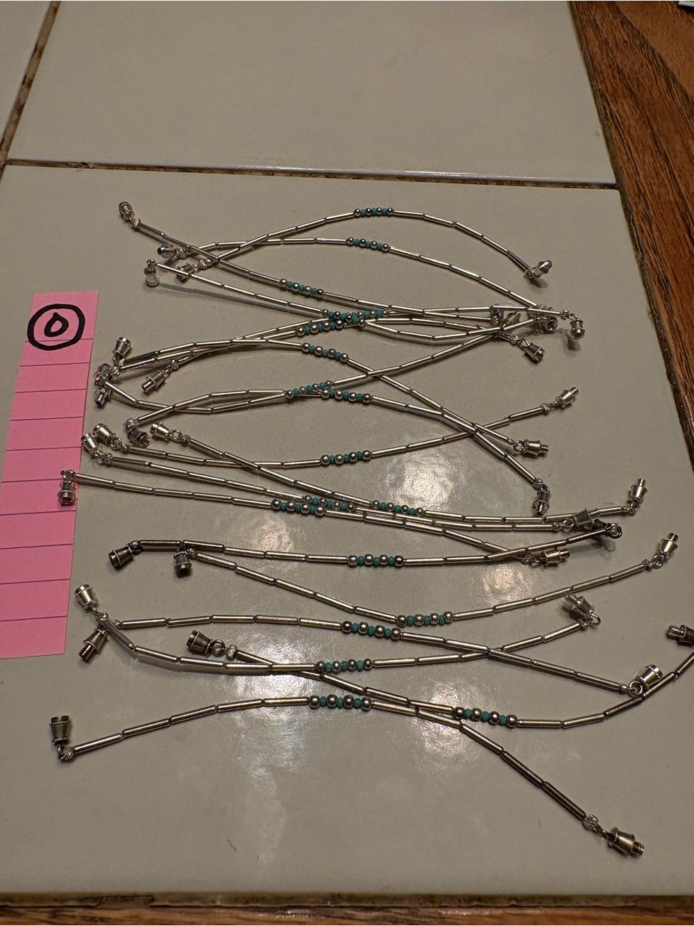 19 Silver-Tone Bracelets with Turquoise Accent Beads